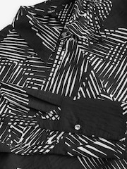 Monochrome Geometric Print Long Sleeve Button Down Shirt - Image 7 of 8