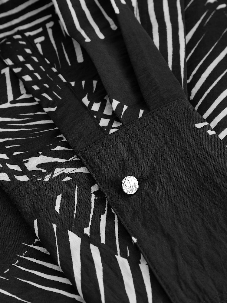 Monochrome Geometric Print Long Sleeve Button Down Shirt - Image 8 of 8