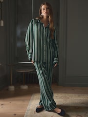 Green Stripe Viscose Blend Long Sleeve Shirt - Image 2 of 7