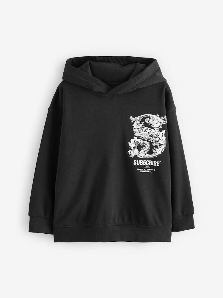 Black Subscribe Back Print Graphic Hoodie (3-16yrs) - Image 1 of 4