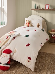 Santa & Friends Tufted Christmas Duvet Cover and Pillowcase Set - Image 1 of 6