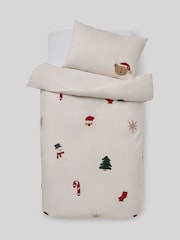 Santa & Friends Tufted Christmas Duvet Cover and Pillowcase Set - Image 5 of 6