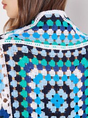 Apricot Blue Granny Crochet Longline Cardigan - Image 2 of 4