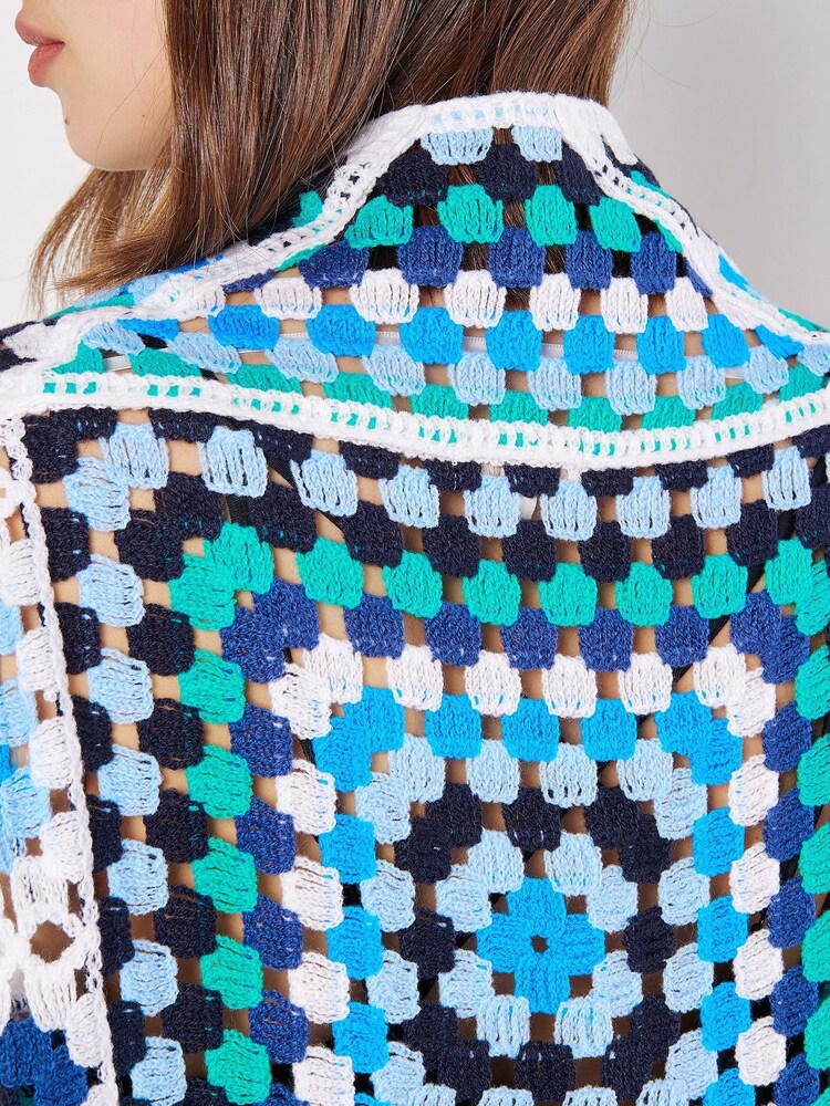 Apricot Blue Granny Crochet Longline Cardigan - Image 2 of 4