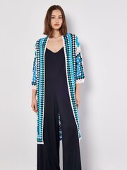 Apricot Blue Granny Crochet Longline Cardigan - Image 3 of 4