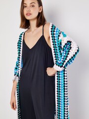 Apricot Blue Granny Crochet Longline Cardigan - Image 4 of 4