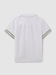 Reiss White Valbonne Reiss | Ché Cuff Detail Cuban Collar Shirt - Image 3 of 5