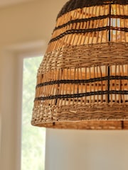 Black Nila Hand-Woven Rattan Easy Fit Lamp Shade - Image 3 of 4
