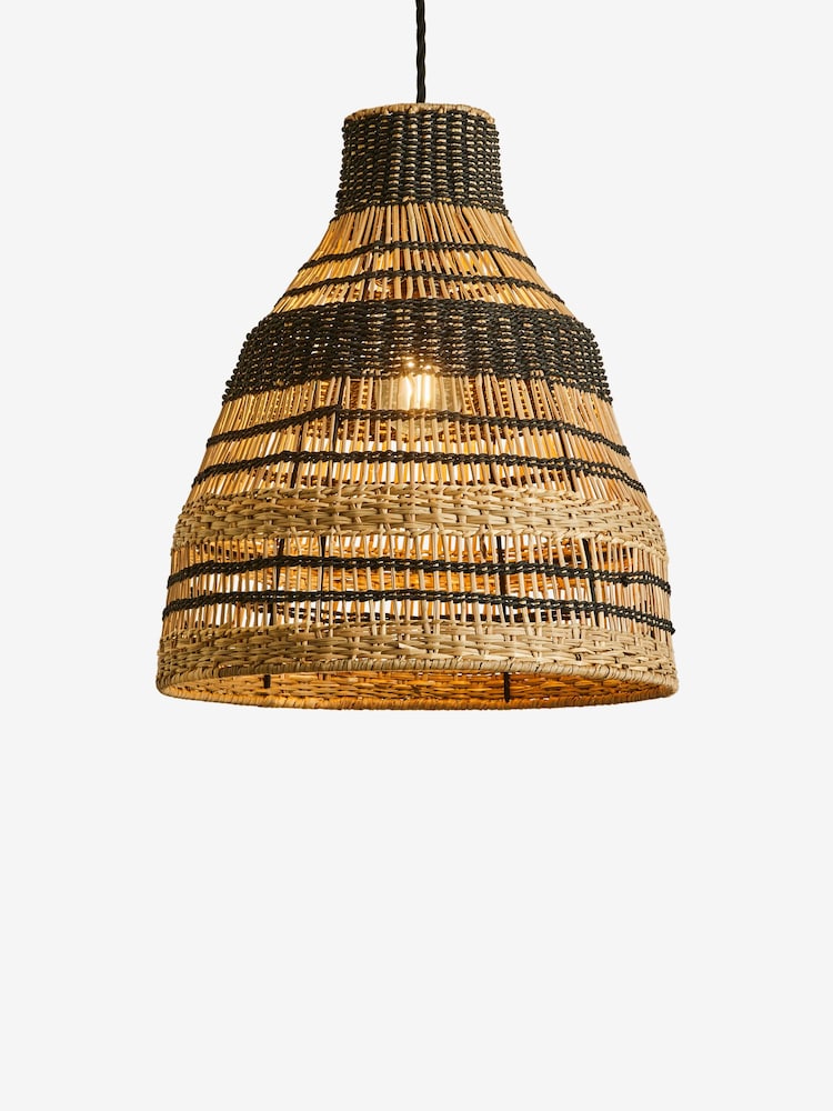 Black Nila Hand-Woven Rattan Easy Fit Lamp Shade - Image 4 of 4