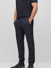 BOSS Dark Blue Slim Fit Stretch Cotton Chino Trousers - Image 1 of 5