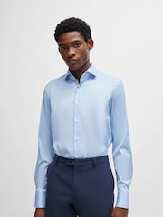 BOSS Blue Slim-Fit Easy Iron Cotton Poplin Shirt - Image 1 of 6