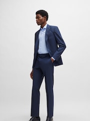 BOSS Blue Slim-Fit Easy Iron Cotton Poplin Shirt - Image 3 of 6