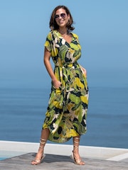 Pour Moi Green Viscose Belted Beach Kaftan Dress - Image 2 of 4