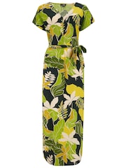 Pour Moi Green Viscose Belted Beach Kaftan Dress - Image 3 of 4
