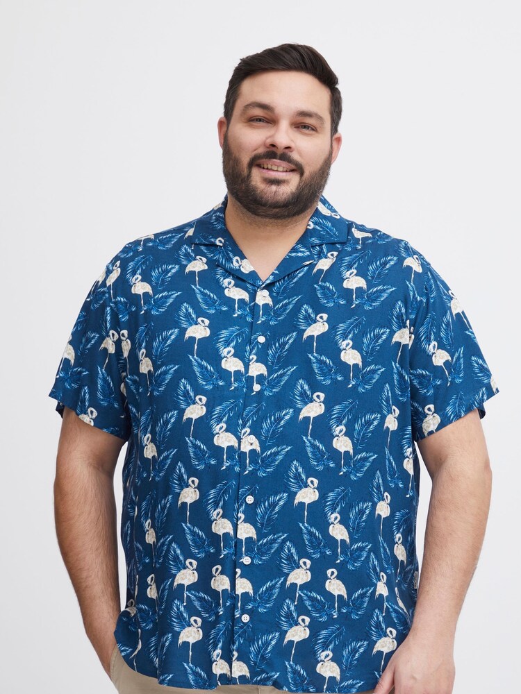 Blend Blue Printed Short Sleeve Shirt - Image 1 of 5