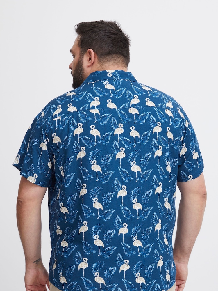 Blend Blue Printed Short Sleeve Shirt - Image 2 of 5