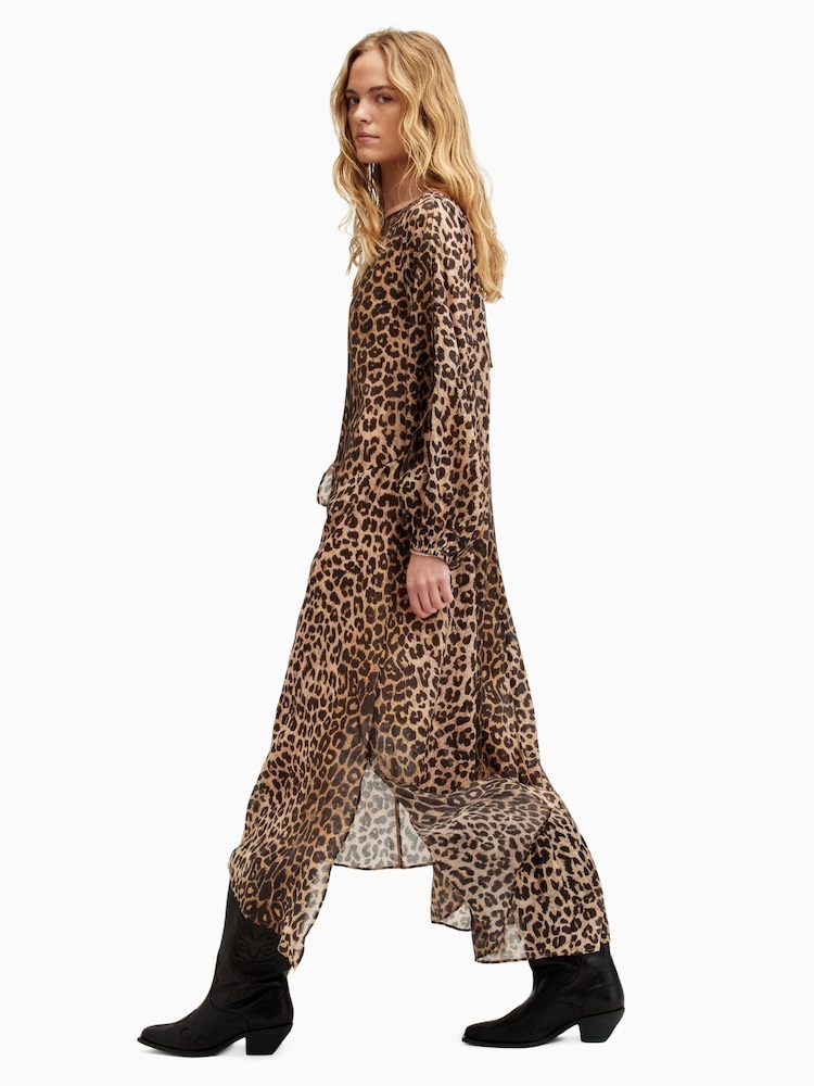 AllSaints Brown Jane Leppo Dress - Image 1 of 7