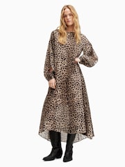 AllSaints Brown Jane Leppo Dress - Image 3 of 7