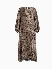 AllSaints Brown Jane Leppo Dress - Image 7 of 7