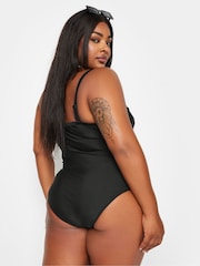 Yours Curve Black Double Crossover Swimsuit - Image 2 of 6