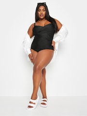 Yours Curve Black Double Crossover Swimsuit - Image 3 of 6