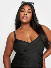 Yours Curve Black Double Crossover Swimsuit - Image 5 of 6