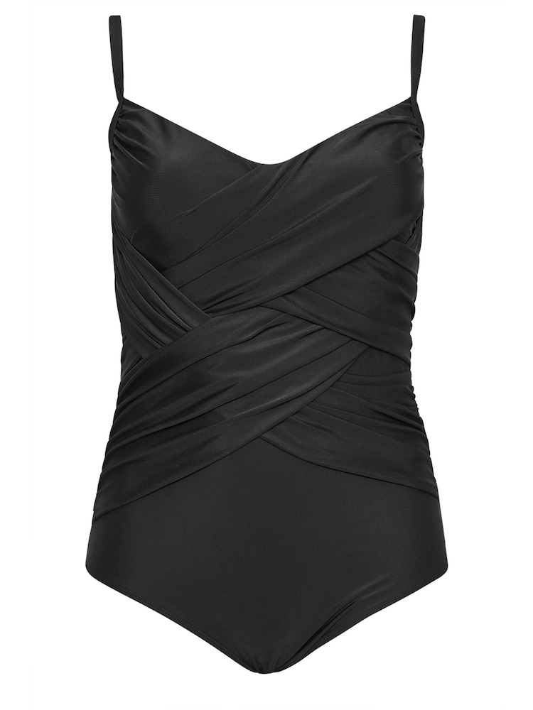 Yours Curve Black Double Crossover Swimsuit - Image 6 of 6