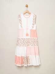 Miss Pink 100% Cotton Patchwork Dress With Tassel Belt - Image 1 of 3
