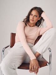 The Set Light Grey/Light Pink/Slate Grey/Cream/Mauve Pink 5 Pack Long Sleeve Crew Neck T-Shirts - Image 1 of 13