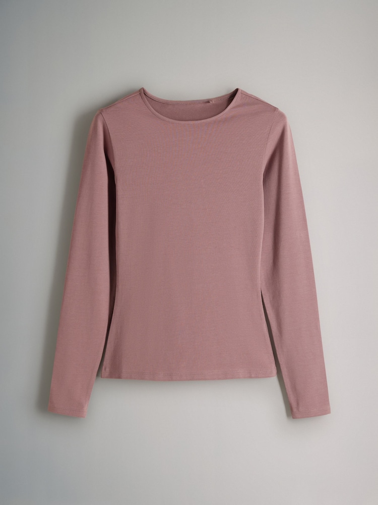 The Set Light Grey/Light Pink/Slate Grey/Cream/Mauve Pink 5 Pack Long Sleeve Crew Neck T-Shirts - Image 10 of 13
