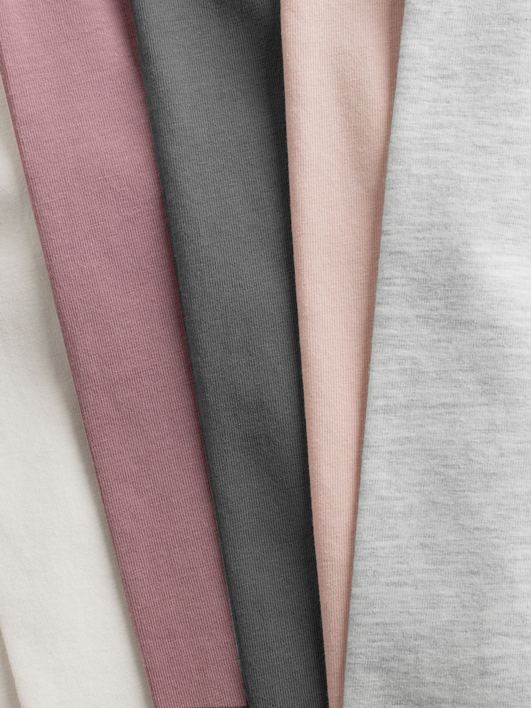 The Set Light Grey/Light Pink/Slate Grey/Cream/Mauve Pink 5 Pack Long Sleeve Crew Neck T-Shirts - Image 13 of 13