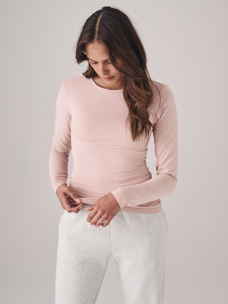 The Set Light Grey/Light Pink/Slate Grey/Cream/Mauve Pink 5 Pack Long Sleeve Crew Neck T-Shirts - Image 3 of 13