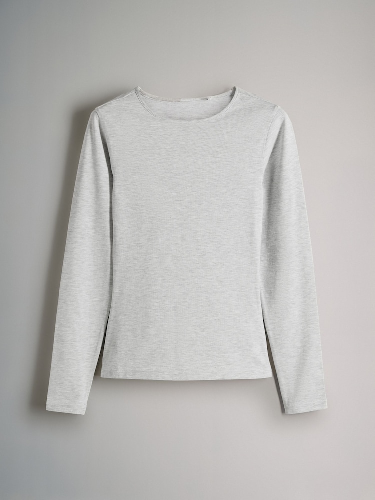 The Set Light Grey/Light Pink/Slate Grey/Cream/Mauve Pink 5 Pack Long Sleeve Crew Neck T-Shirts - Image 7 of 13