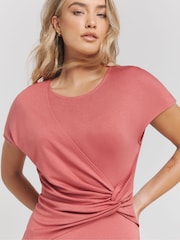 Simply Be Pink Twist Front Premium Jersey Dress - Image 4 of 4