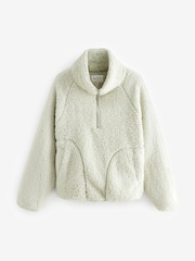 Sage Green Borg Half Zip Jacket - Image 6 of 8