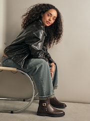 Chocolate Brown Standard/Wide Fit Forever Comfort® Chelsea Buckle Ankle Boots - Image 2 of 9