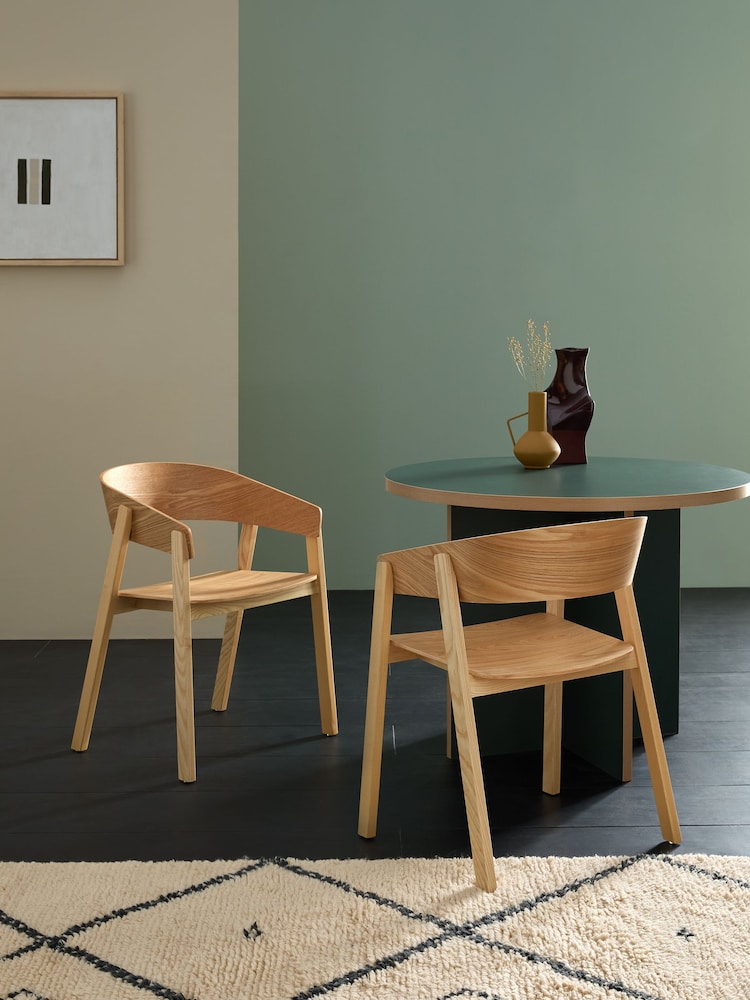 MADE.COM Set of 2 Natural Oak Aster Dining Chairs - Image 1 of 6
