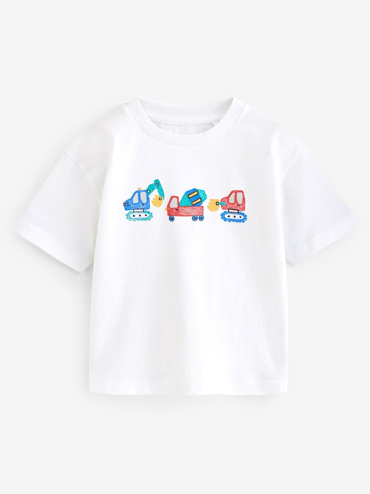 White Diggers Transport Short Sleeve T-Shirt (3mths-7yrs) - Image 1 of 3