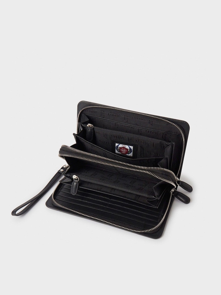 Osprey London The Double Zip Leather Black Travel Document Holder - Image 4 of 4