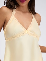 Boux Avenue Yellow Carly Halter Satin Short Pyjamas Set - Image 5 of 6