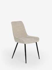 Set of 2 Textured Chenille Light Natural Hamilton Black Leg Quilted Dining Chairs - Image 5 of 8