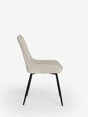 Set of 2 Textured Chenille Light Natural Hamilton Black Leg Quilted Dining Chairs - Image 6 of 8