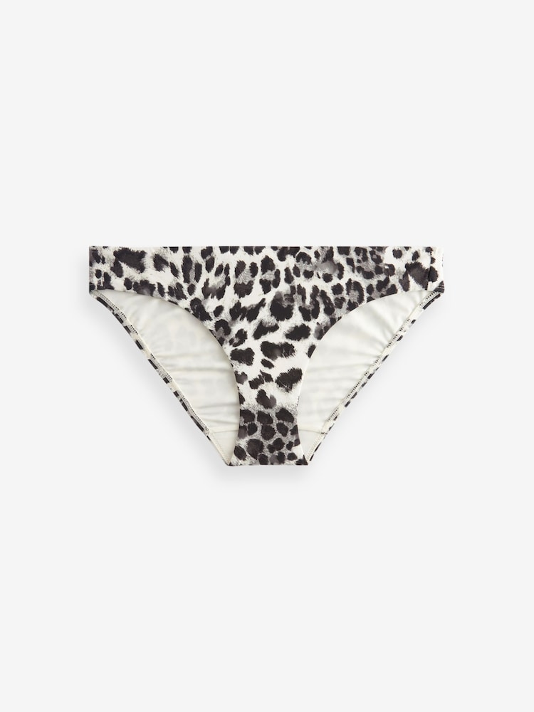 Grey/Cream Leopard High Leg Bikini Bottoms - Image 6 of 6 Grey/Cream Leopard High Leg Bikini Bottoms - Image 6 of 6