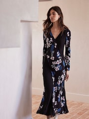 Mint Velvet Black Floral Midi Dress - Image 3 of 3