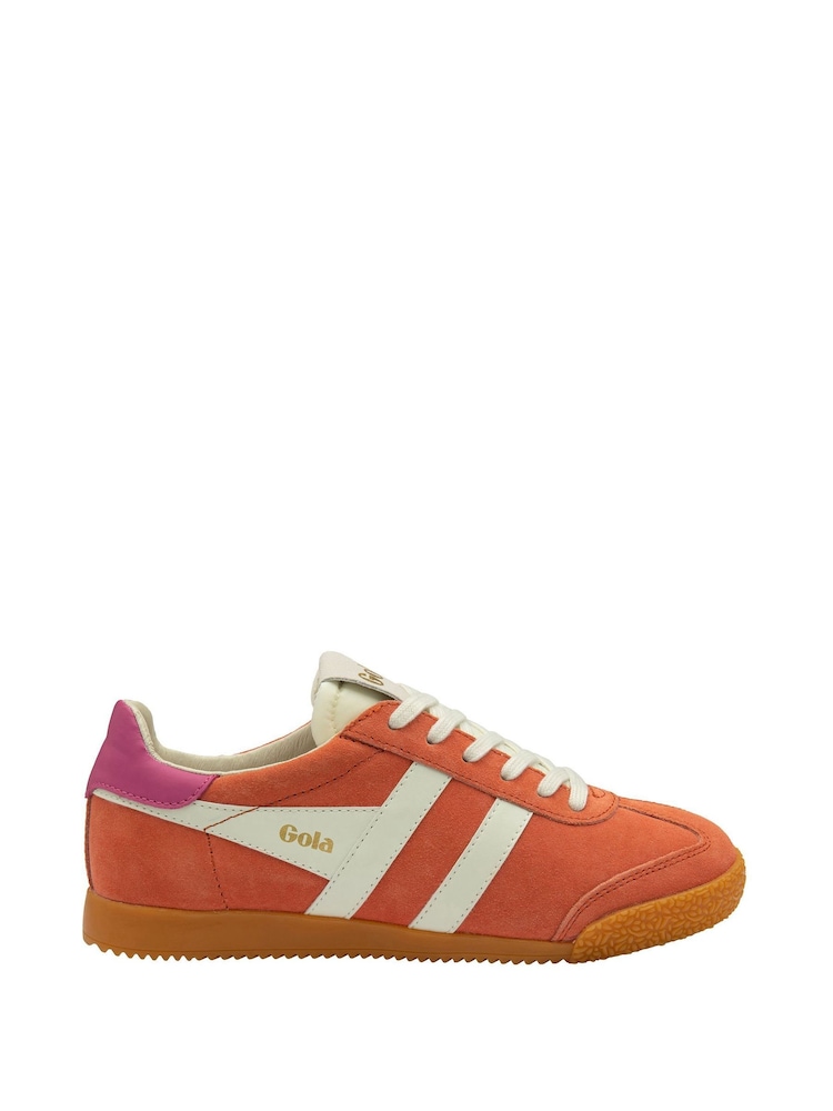 Gola Orange Ladies Elan Suede Lace-Up Trainers - Image 1 of 4 Gola Orange Ladies Elan Suede Lace-Up Trainers - Image 1 of 4