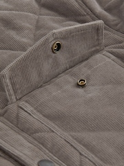 Stone Natural Borg Lined Diamond Quilt Cord Shacket - Image 10 of 10