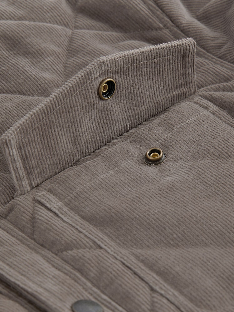 Stone Natural Borg Lined Diamond Quilt Cord Shacket - Image 10 of 10