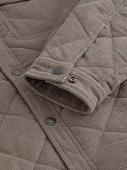 Stone Natural Borg Lined Diamond Quilt Cord Shacket - Image 9 of 10