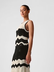 Gap Black Sleeveless Knit Crochet Midi Dress - Image 1 of 6