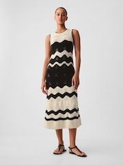Gap Black Sleeveless Knit Crochet Midi Dress - Image 2 of 6
